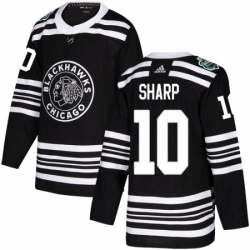 Youth Adidas Chicago Blackhawks 10 Patrick Sharp Authentic Black 2019 Winter Classic NHL Jersey 