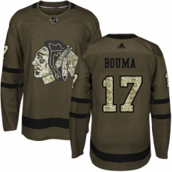 Youth Adidas Chicago Blackhawks 17 Lance Bouma Authentic Green Salute to Service NHL Jersey 