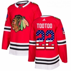 Youth Adidas Chicago Blackhawks 22 Jordin Tootoo Authentic Red USA Flag Fashion NHL Jersey 