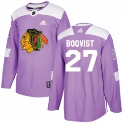 Youth Adidas Chicago Blackhawks 27 Adam Boqvist Authentic Purple Fights Cancer Practice NHL Jersey 