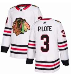 Youth Adidas Chicago Blackhawks 3 Pierre Pilote Authentic White Away NHL Jersey 