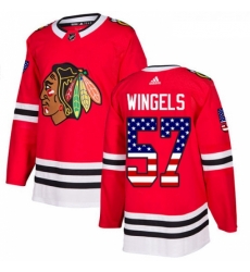 Youth Adidas Chicago Blackhawks 57 Tommy Wingels Authentic Red USA Flag Fashion NHL Jersey 