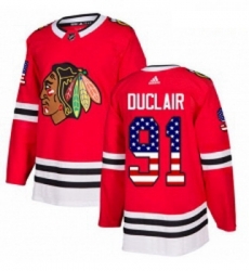 Youth Adidas Chicago Blackhawks 91 Anthony Duclair Authentic Red USA Flag Fashion NHL Jersey 