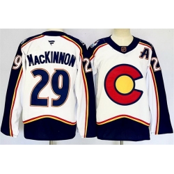 Men Colorado Avalanche 29 Nathan MacKinnon White Alternate With A Patch Reverse Retro Stitched Jersey