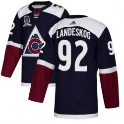 Men Colorado Avalanche 92 Gabriel Landeskog 2022 Navy Stanley Cup Champions Patch Stitched Jersey