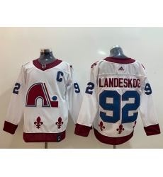 Men Colorado Avalanche 92 Gabriel Landeskog White 2020 21 Reverse Retro Adidas Jersey