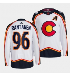 Men Colorado Avalanche 96 Mikko Rantanen 2022 23 White Reverse Retro Stitched Jersey