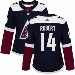 Womens Adidas Colorado Avalanche 14 Rene Robert Authentic Navy Blue Alternate NHL Jersey 