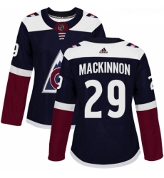 Womens Adidas Colorado Avalanche 29 Nathan MacKinnon Authentic Navy Blue Alternate NHL Jersey 