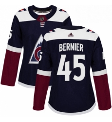 Womens Adidas Colorado Avalanche 45 Jonathan Bernier Authentic Navy Blue Alternate NHL Jersey 