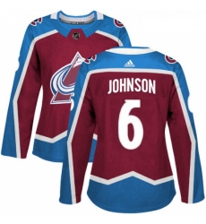 Womens Adidas Colorado Avalanche 6 Erik Johnson Premier Burgundy Red Home NHL Jersey 