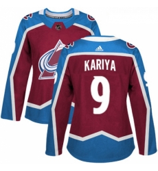 Womens Adidas Colorado Avalanche 9 Paul Kariya Premier Burgundy Red Home NHL Jersey 