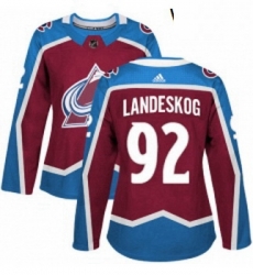 Womens Adidas Colorado Avalanche 92 Gabriel Landeskog Premier Burgundy Red Home NHL Jersey 