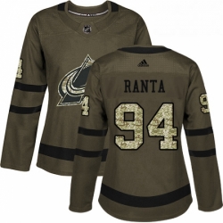 Womens Adidas Colorado Avalanche 94 Sampo Ranta Authentic Green Salute to Service NHL Jersey 