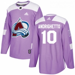 Youth Adidas Colorado Avalanche 10 Sven Andrighetto Authentic Purple Fights Cancer Practice NHL Jersey 