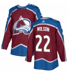 Youth Adidas Colorado Avalanche 22 Colin Wilson Premier Burgundy Red Home NHL Jersey 