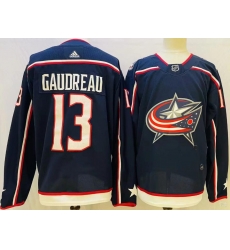 Men Adidas Columbus Blue Jackets 13 Johnny Gaudreau Premier Navy Blue NHL Jersey