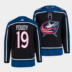 Men Columbus Blue Jackets 19 Liam Foudy Navy 2022 Reverse Retro Stitched Jersey