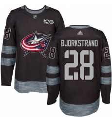 Mens Adidas Columbus Blue Jackets 28 Oliver Bjorkstrand Authentic Black 1917 2017 100th Anniversary NHL Jersey 