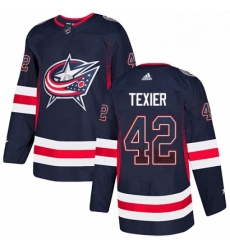 Mens Adidas Columbus Blue Jackets 42 Alexandre Texier Authentic Navy Blue Drift Fashion NHL Jersey 