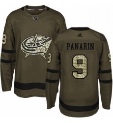 Mens Adidas Columbus Blue Jackets 9 Artemi Panarin Premier Green Salute to Service NHL Jersey 