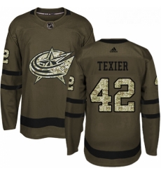 Youth Adidas Columbus Blue Jackets 42 Alexandre Texier Premier Green Salute to Service NHL Jersey 