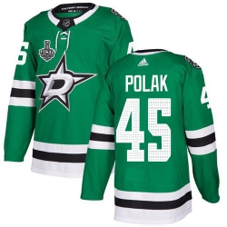 Men Adidas Dallas Stars 45 Roman Polak Green Home Authentic 2020 Stanley Cup Final Stitched NHL Jersey