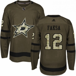 Mens Adidas Dallas Stars 12 Radek Faksa Premier Green Salute to Service NHL Jersey 