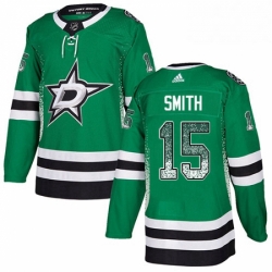 Mens Adidas Dallas Stars 15 Bobby Smith Authentic Green Drift Fashion NHL Jersey 