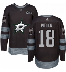 Mens Adidas Dallas Stars 18 Tyler Pitlick Authentic Black 1917 2017 100th Anniversary NHL Jersey 