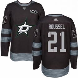 Mens Adidas Dallas Stars 21 Antoine Roussel Premier Black 1917 2017 100th Anniversary NHL Jersey 