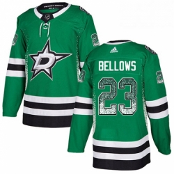 Mens Adidas Dallas Stars 23 Brian Bellows Authentic Green Drift Fashion NHL Jersey 