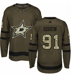 Mens Adidas Dallas Stars 91 Tyler Seguin Premier Green Salute to Service NHL Jersey 