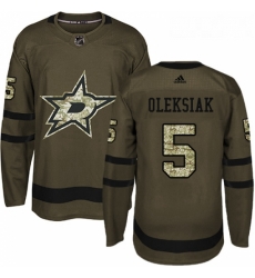 Youth Adidas Dallas Stars 5 Jamie Oleksiak Authentic Green Salute to Service NHL Jersey 