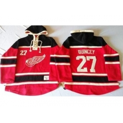 Detroit Red Wings 27 Kyle Quincey Red Sawyer Hooded Sweatshirt Stitched NHL Jersey