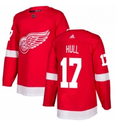 Mens Adidas Detroit Red Wings 17 Brett Hull Premier Red Home NHL Jersey 