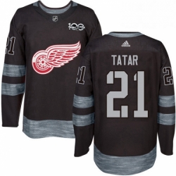 Mens Adidas Detroit Red Wings 21 Tomas Tatar Premier Black 1917 2017 100th Anniversary NHL Jersey 