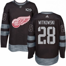 Mens Adidas Detroit Red Wings 28 Luke Witkowski Authentic Black 1917 2017 100th Anniversary NHL Jersey 