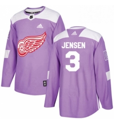 Mens Adidas Detroit Red Wings 3 Nick Jensen Authentic Purple Fights Cancer Practice NHL Jersey 