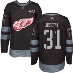 Mens Adidas Detroit Red Wings 31 Curtis Joseph Authentic Black 1917 2017 100th Anniversary NHL Jersey 