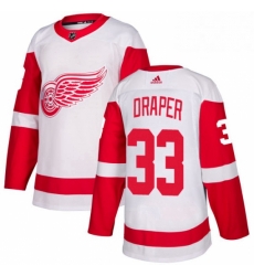 Mens Adidas Detroit Red Wings 33 Kris Draper Authentic White Away NHL Jersey 