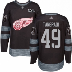 Mens Adidas Detroit Red Wings 49 Eric Tangradi Premier Black 1917 2017 100th Anniversary NHL Jersey 