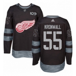 Mens Adidas Detroit Red Wings 55 Niklas Kronwall Authentic Black 1917 2017 100th Anniversary NHL Jersey 