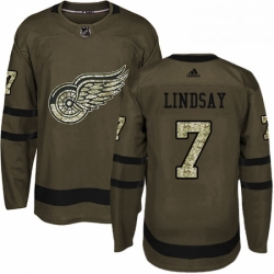 Mens Adidas Detroit Red Wings 7 Ted Lindsay Premier Green Salute to Service NHL Jersey 