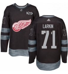 Mens Adidas Detroit Red Wings 71 Dylan Larkin Premier Black 1917 2017 100th Anniversary NHL Jersey 