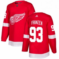 Mens Adidas Detroit Red Wings 93 Johan Franzen Authentic Red Home NHL Jersey 