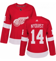 Womens Adidas Detroit Red Wings 14 Gustav Nyquist Premier Red Home NHL Jersey 