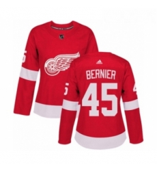 Womens Adidas Detroit Red Wings 45 Jonathan Bernier Premier Red Home NHL Jersey 