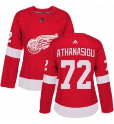 Womens Adidas Detroit Red Wings 72 Andreas Athanasiou Authentic Red Home NHL Jersey 