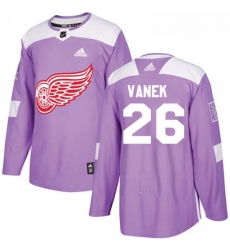 Youth Adidas Detroit Red Wings 26 Thomas Vanek Authentic Purple Fights Cancer Practice NHL Jersey 